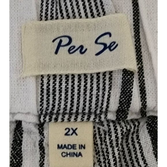 Per Se Womens Striped Linen-Blend Pants Size 2X With Drawstring Waist & Pockets - Picture 3 of 6